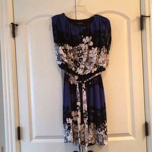 Blue black and white dress